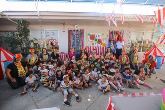 Children and teachers gathered for Circus Week